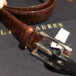 PRL FAUX-CROC LEATHER BELT